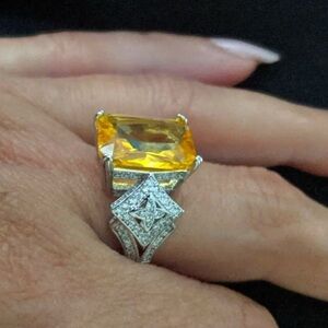 ⭐️Radiant Cut Canary Yellow Cz  Diamond  Cocktail Ring⭐️